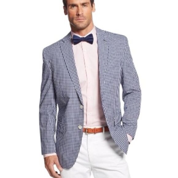 Lauren Ralph Lauren Blue‎ Gingham Blazer Size 46L B40